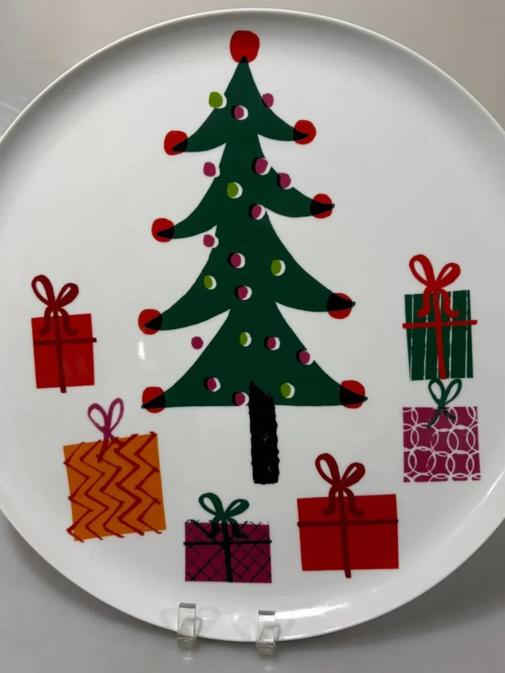 Crate and Barrel Jenny Bowers Large Christmas Round Platter 13.75